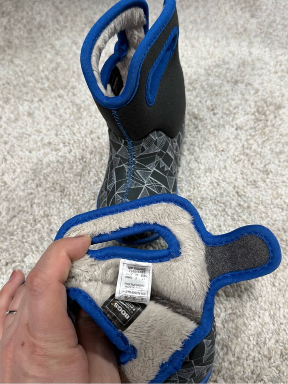 Bogs Kids Grey and Blue Insulated Rain Boots - Picture 2 of 3